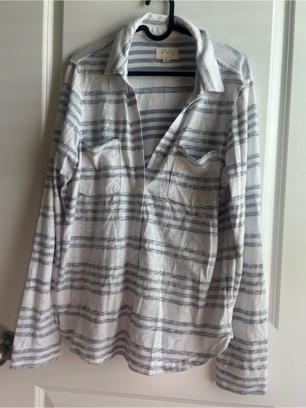 Thread & Supply White Shirt with Gray Stripes